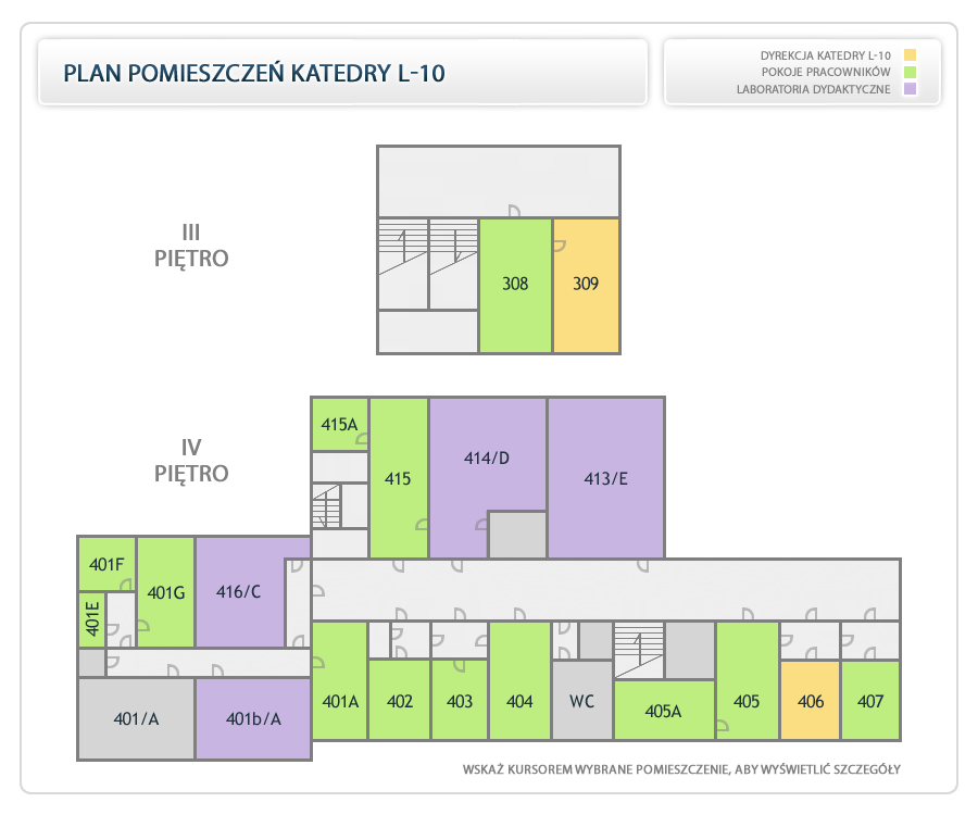 Plan pomieszczeń Katedry L-10